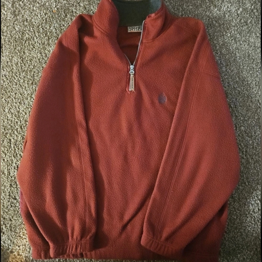 Vintage Snow Fleece Bugle Boys Quarter Zip Fleece Pullover Red 90s Mens Medium